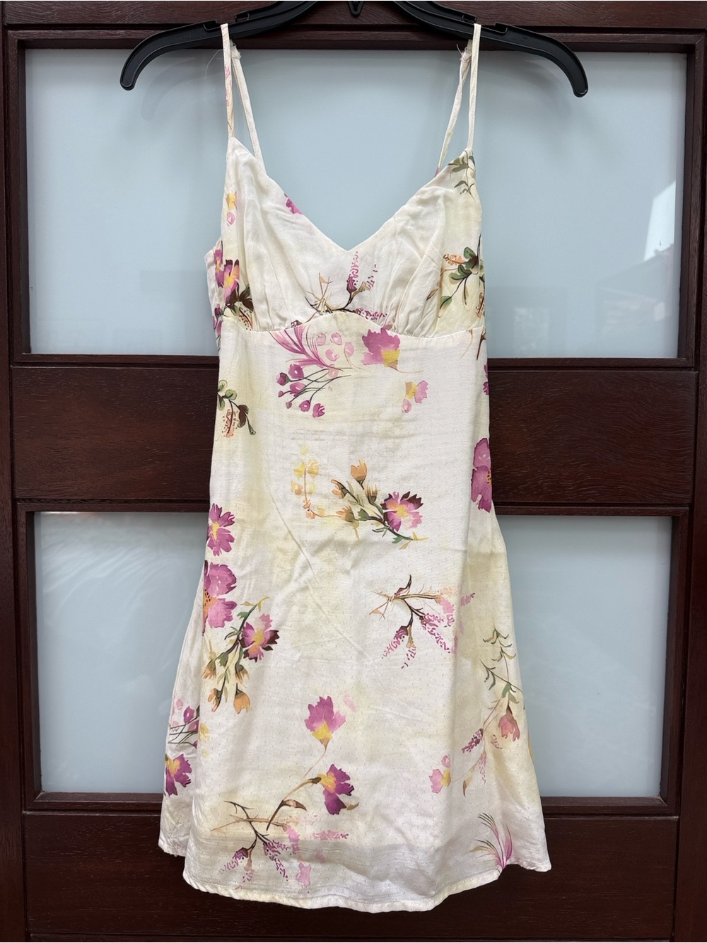 Princess Polly Cream Slip Dress with Pink Floral Print